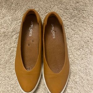 Genuine leather J Slides Flat. Size 9